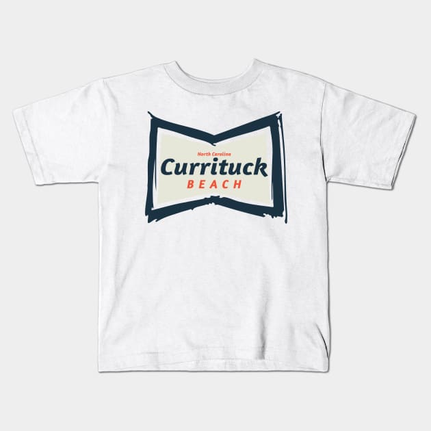 Currituck Beach, NC Summertime Vacationing Bowtie Sign Kids T-Shirt by Contentarama